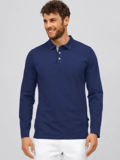Sale Langarmshirt ALGIER mit Kragen, Single Jersey Herren Poloshirts|Langarmshirts